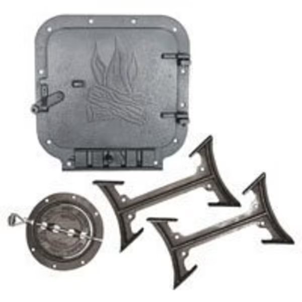 US STOVE BK100E/BSK1000 Barrel Stove Kit, Iron, 2-Piece, For 30 or 55 gal Barrel Drums, Us Stove Co, Mfr#: BK100E/BSK1000
